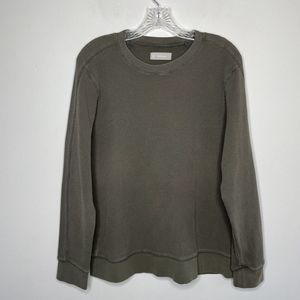 EVERLANE Waffle Tee Women Large L Olive Green Organic Cotton Long Sleeve Thermal